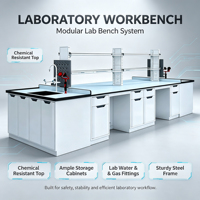 Banc central modulaire robuste pour laboratoire de chimie, avec plateau en résine époxy, mobilier de recherche scientifique universitaire, vente en gros
