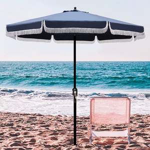 Sombrilla de playa Bohemia vintage al por mayor, sombrilla portátil plegable con borlas, marco de madera y sombra triangular para piscina y hogar - Product Image 1