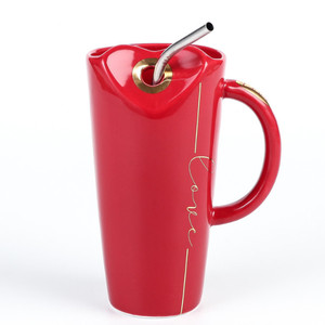 Canecas de Cerâmica Solhui <span class=keywords><strong>Cute</strong></span> Love para Café e Chá com Canudo, Melhor Presente de Aniversário para Amigos e Amantes - Product Image 2