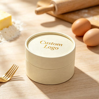 Boîte à gâteau cylindrique en papier biodégradable avec logo personnalisé, emballage jetable pour pâtisserie, idéale pour le cheesecake basque
