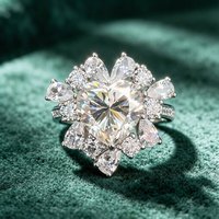 Bague de fiançailles en forme de cœur Mlluki Moissanite en argent sterling 925 10*10 4,0 Ct pour femme