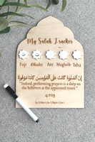 Pafu Cadeau Musulman Planificateur Islamique Journal de Prière pour Enfants Suivi de Prière en Bois
