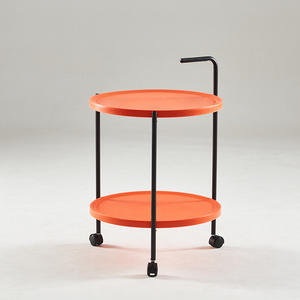 लिविंग रूम में व्हील सोफा साइड टेबल के साथ साइड टेबल प्लास्टिक चलती ट्रॉली 2 लेयर स्टोरेज शेल्फ धारक - Product Image 3