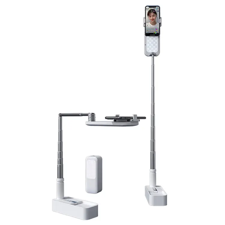 שולחן העבודה מתכוונן סגסוגת נייד טלפון מחזיק 360-תואר מסתובב smartphone מחזיק הוא הטוב ביותר עבור וידאו בלוג, selfie והקלטה