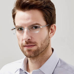 Grosir potongan berlian tepi biru memblokir cahaya tanpa bingkai kacamata 2025 tren uniseks lensa HD komputer resep kacamata - Product Image 3