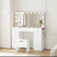 Coiffeuse de chambre moderne de luxe en bois, avec miroir à LED et tiroirs réglables – Meilleure vente