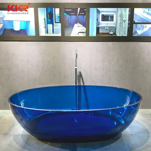 Italian Luxury Crystal Clear Resin Bath tubs Transparent Solid Surface Resin Freestanding Bathtubs