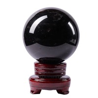 Boule de cristal noire naturelle pour porche, salon, bureau, ornements Feng Shui, emballage en boîte cadeau chinoise, fabricants, vente en gros