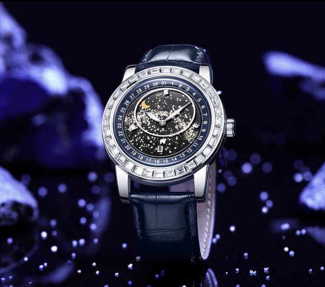 Luxury Businesseman Waterproof Men's Business Watch Luminous Date Display Diamond Accents 50mm Alloy Dial Watch