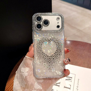 เคสโทรศัพท์มือถือลายเปลือกหอยไล่เฉดสีเพชร รุ่น Gradient Diamond Love สำหรับ iPhone 17 16 15 Pro Max ลายแมว KT น่ารัก ประดับกลิตเตอร์ กรอบกล้องการ์ตูน ฝาหลัง - Product Image 3