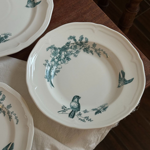 Venta al por mayor retro pintado a mano francés vintage cena plato cerámica flor pájaro diseño para el hogar tarde desayuno postre plato - Product Image 1