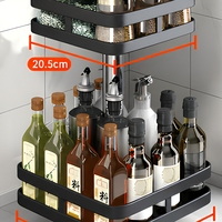 Étagère à épices rotative carrée à 2 niveaux, organisateur de bouteilles de condiments, étagère de rangement pour comptoir de cuisine, métal, hauteur réglable