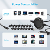 Pengisi Daya Laptop Universal 100W, Adaptor Catu Daya Laptop untuk MacBook Lenovo HP Dell Asus Acer Toshiba Samsung Tablet Ponsel