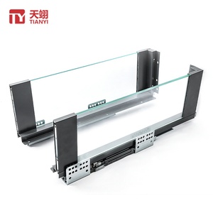 Hot Selling Modern Furniture Design Slim Metal Box with Durable Double <b>Wall</b> Glass Sliding Drawer for Kitchen Drawer Slide <b>Rail</b> - Product Image 1