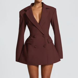 Abito Blazer <span class=keywords><strong>da</strong></span> donna su misura all'ingrosso doppio petto <span class=keywords><strong>oversize</strong></span> spalla Slim Fit formale Mini abito per ufficio <span class=keywords><strong>sera</strong></span> - Product Image 2