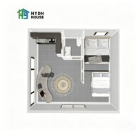 Rumah Prefabrikasi Kontainer Baja Ekspansi Ukuran Khusus 20Ft 40Ft 30Ft, Villa 2-5 Kamar Tidur Mewah Portabel Panel Sandwich