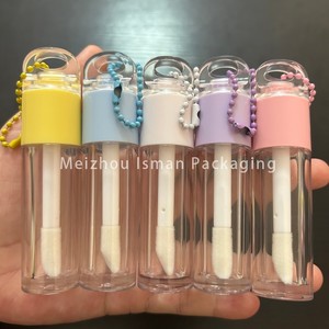 ISMAN Tubes de brillant à <span class=keywords><strong>lèvres</strong></span> vides 6ml, couleurs rose, blanc, jaune, bleu, violet, avec capuchon transparent, applicateur Doe Foot et chaîne - Product Image 2