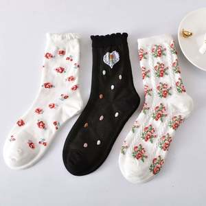 Cotton Autumn Winter Three Dimensional Relief Black White Womens <b>Socks</b> Mid Tube Fashion Korean <b>Socks</b> Women - Product Image 6