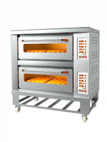 Oven Roti Komersial Rui Tai 2 Dek 4 Loyang, Pemanas Seragam Stainless Steel Suhu Dapat Diatur, Untuk Memanggang Roti dan Kue