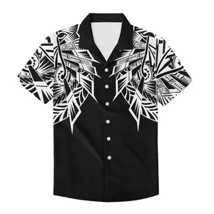 夏威夷衬衫3D印花男式马球衫夏季服装短袖部落纹身印花花朵休闲宽松透气衬衫