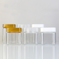 Pots en plastique carrés transparents vides de 250 ml, 300 ml, 360 ml, qualité alimentaire, pour bonbons, café, thé, emballage cosmétique, pots à crème en plastique