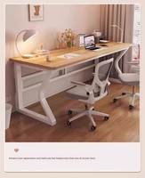 Bureau d'ordinateur en bois à double poste, simple, pour étudiant, petit appartement, chambre, table de jeu électronique, poste de travail