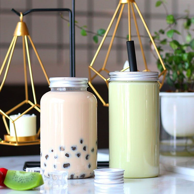 Fast delivery Transparent Volume Custom PET Plastic food grade Bottle with straw juice Cup