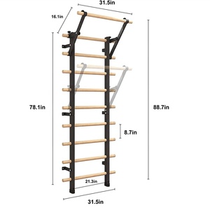 SG-1129, Barra de Madera para Ejercicios, Escalera Sueca con 9 Barras Estratégicas, para Casa, Gimnasio, Escuela y Clínicas - Product Image 1