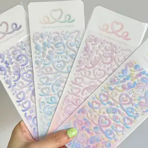 Korean INS ribbon confetti laser stickers Goo ka DIY decoration material gradient love ribbon stickers