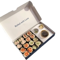 Boîte de papier en carton dur imprimé dessin animé écologique avec logo personnalisé pour sushi caja de sushi