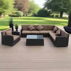 Canapé d'angle modulaire en aluminium et rotin personnalisable pour hôtel, patio, mobilier d'extérieur moderne, <span class=keywords><strong>balcon</strong></span>, canapé en forme <span class=keywords><strong>de</strong></span> L - Product Image 1