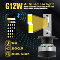GVIEW Nouvelle innovation G12W H4 Ampoules de phares LED intelligentes contrôlées par application, distribution de lumière précise, sortie de lumière uniforme avec DOT