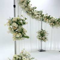 Rideau en gaze rétractable en alliage d'aluminium au design 'Défilé de montagnes aquatiques' pour toile de fond murale florale de mariages