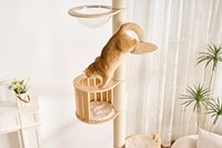 Arbre à chat spacieux pour appartement avec bras oscillant, hauteur réglable, grandes surfaces plates, arbre à chat du sol au plafond pour chats, tour à chat