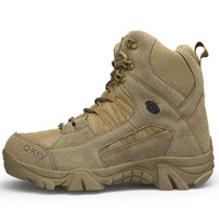 Bottes de randonnée légères imperméables antidérapantes en cuir marron/khaki pour hommes, fermeture éclair, pour l'extérieur, l'escalade, le désert, vente en gros d'usine TMH