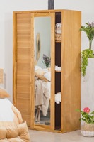 Ensemble de meubles pour hôtel Bali WabiSabi, lit à baldaquin en teck massif, armoire, coiffeuse, chaise de salle à manger pour projet personnalisé