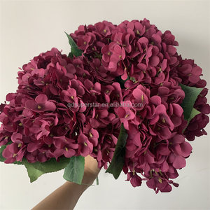 E-380 mariage maison Table ornements décoration fleur artificielle 5Branches soie hortensia Bouquets bordeaux - Product Image 2