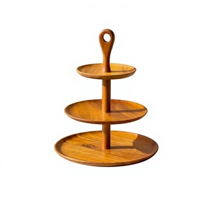 Wooden Eco-Friendly Multi-Layer <b>Cake</b> Stand Handmade Rustic Dessert Display Holder Three <b>Tier</b> Pedestal Dishwasher Safe for Home - Product Image 3