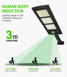 IP65 Kablosuz Dış Mekan LED Güneş Enerjili Sokak Lambası Uzaktan Kumandalı 3 Modlu Hareket Sensörü Bahçe Avlu Veranda Yol İçin - Product Image 6