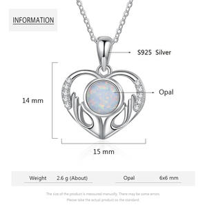 Collier pendentif cœur Claddagh en argent sterling S925 avec opale et accents de zirconiums cubiques, bijoux celtiques pour femmes - Product Image 2