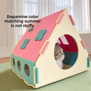 Badoamine ekstra büyük doğal uzay kapalı kedi evi yüksek görünümlü evrensel dört mevsim Pet yuva çevre dostu kedi mağara - Product Image 1