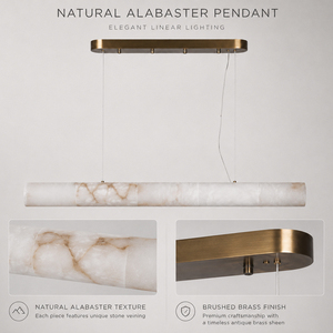 Luxury Natural Alabaster Tube Pendant <b>Light</b> Modern Linear Stone Chandelier for Kitchen Island Dining Room Hotel Project OEM ODM - Product Image 5