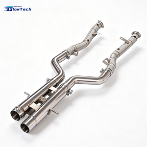 ชุดท่อลง FlowTech คุณภาพสูง SS304 ขัดเงาแบบกระจก หนา 1.5 มม. สำหรับ Mercedes S63 AMG W221 M157 5.5T V8 Twin Turbo ระบบไอเสียแบบ High Exhaust - Product Image 1