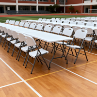 Table pliante en plastique HDPE de 6 pieds avec poignée de transport portable pour séminaire ou atelier