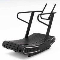 Tapis de course manuel incurvé AOYUFIT 200 kg, non motorisé, pour salle de sport commerciale, auto-propulsé avec éclairage LED