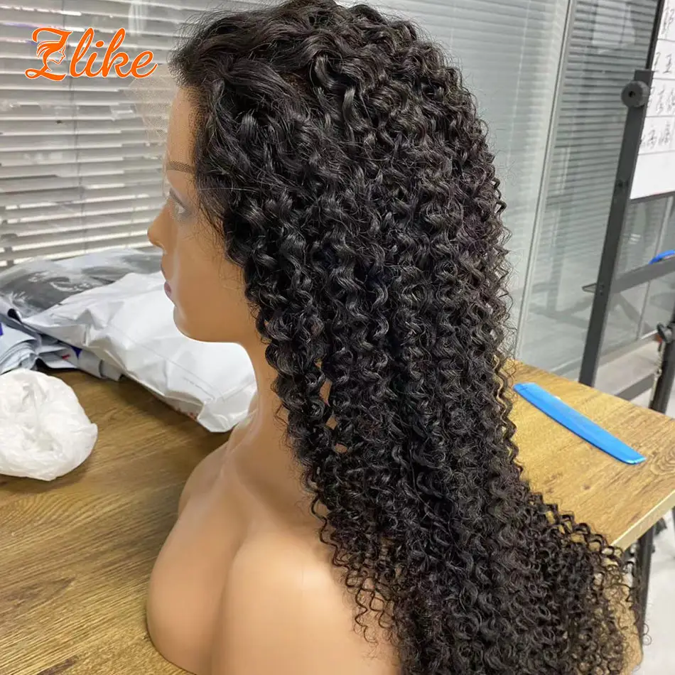 Indian Kinky Curly Human Hair Wigs For Black Women,Kinky Curly Full Lace Wig With Baby Hair, Virgin Kinky Curly Full Lace Wig