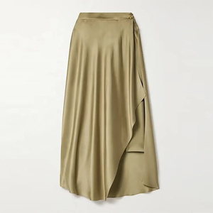 Custom Elegant A-Line women's midi <b>skirt</b> Irregular Casual Satin <b>silk</b> <b>skirt</b> High Quality Pleated Plain women's summer <b>skirt</b> - Product Image 5