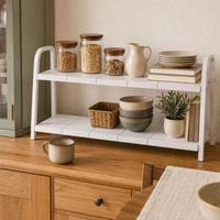 Organisateur sous évier à deux niveaux, 10 panneaux, extensible, pour armoire de cuisine, étagère réglable, gain de place, métal noir