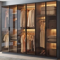 Nouvelle conception de placard avec porte en verre, armoire de chambre à coucher, placard à vêtements, armoire en bois sur mesure