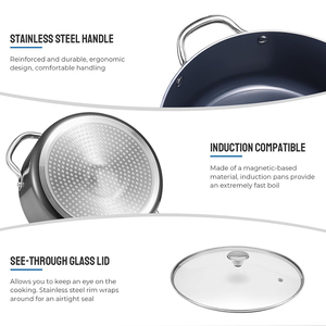 Juego de Utensilios de Cocina de 6 Piezas de Aleación de Aluminio con Revestimiento Cerámico Moderno, Asas de Acero Inoxidable, Tapas de Vidrio Transparente, Antiadherente, Apto para Inducción - Product Image 4